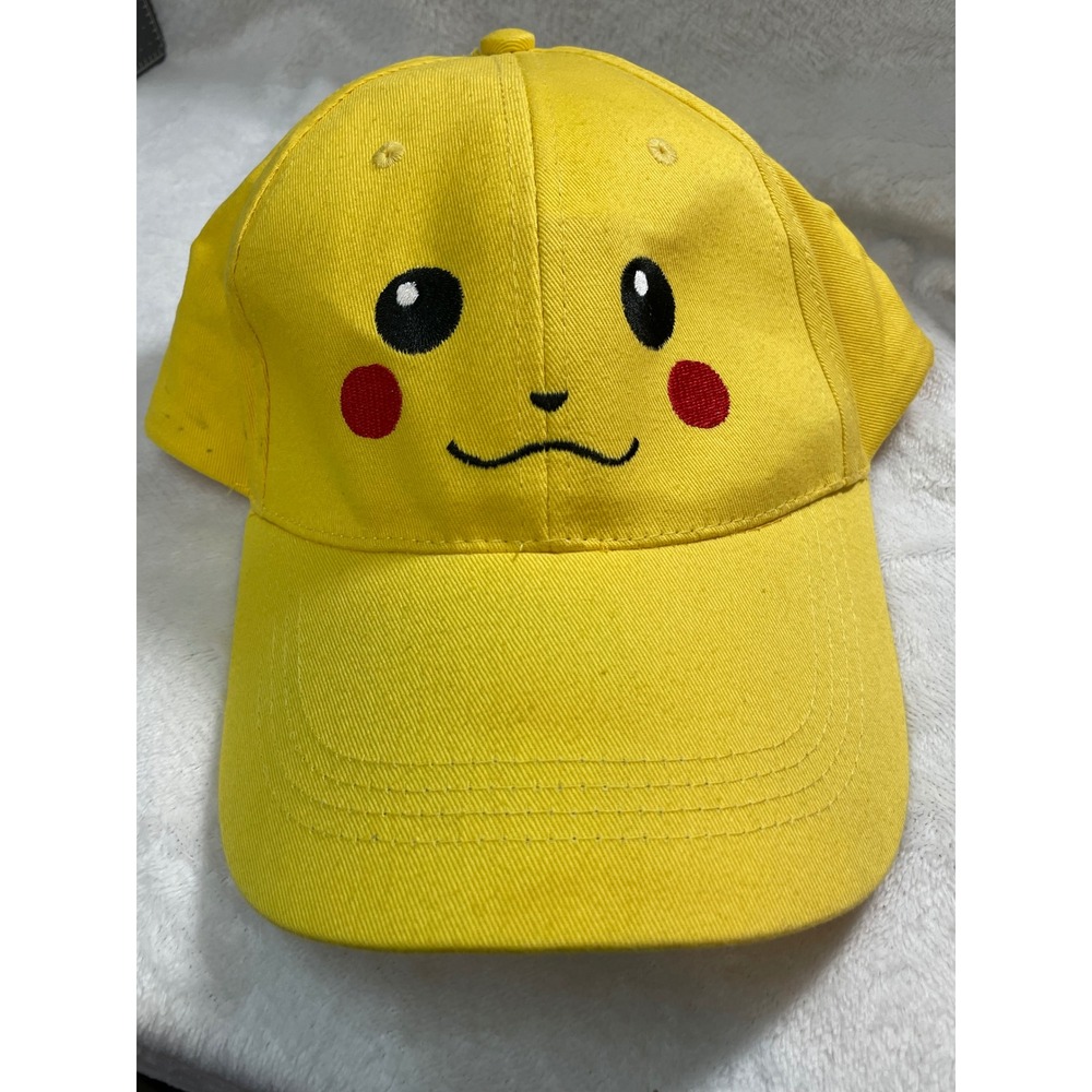 Nintendo Pokemon Pikachu Yellow Baseball Cap Embroidered Face Adjustable Hat